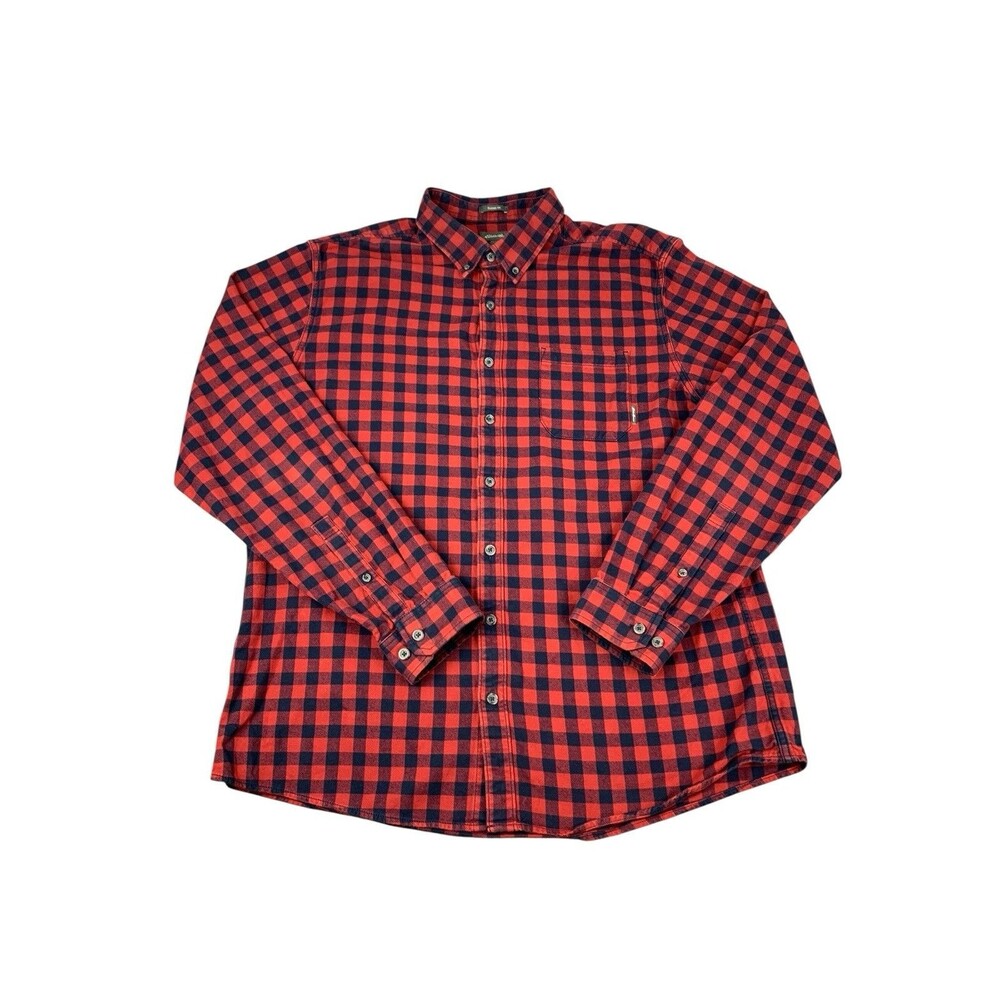 Eddie Bauer Long Sleeve Shirt, Classic Fit, Red Blue Flannel, Men’s Size XL-Tall